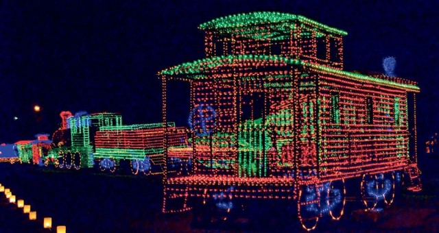 Drive-through parks light the night