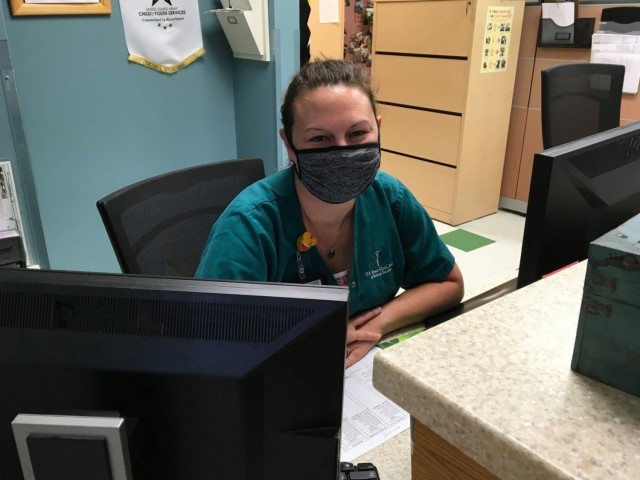 A Child and Youth Services employee waits to start the day at the Child Development Center on June 17, 2020, at Fort McCoy, Wis. The center, along with the Fort McCoy School Age Center/Youth Center reopened June 15 after having had to close for...