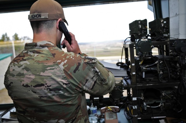 An Army Reserve Soldier with the 103rd Expeditionary Sustainment Command, Headquartered in Des Moines, Iowa, helps conduct vehicle-mounted gunnery training Nov. 16, 2020, at Fort McCoy, Wis. The 103rd held Operation Cactus Gunnery at Fort McCoy...