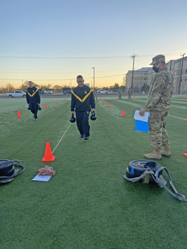 MEDCoE Soldiers taking the Army Combat Fitness Test.