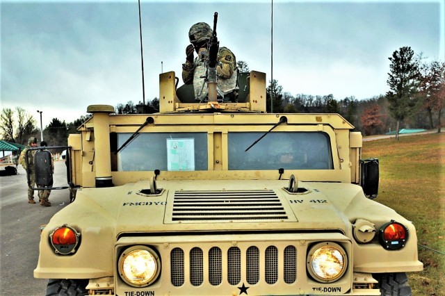 Army Reserve Soldiers with the 103rd Expeditionary Sustainment Command, Headquartered in Des Moines, Iowa, conduct vehicle-mounted gunnery training Nov. 16, 2020, at Fort McCoy, Wis. The 103rd held Operation Cactus Gunnery at Fort McCoy from Nov....