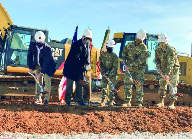 Mike Waller (from left), of BL Harbert Construction Company; Patrick Appelman, director of Fort Campbell Directorate of Public Works; Lt. Col. Latoya Manzey, U.S. Army Corps of Engineers-Louisville District deputy commander; Lt. Col.  Sean Wilson,...