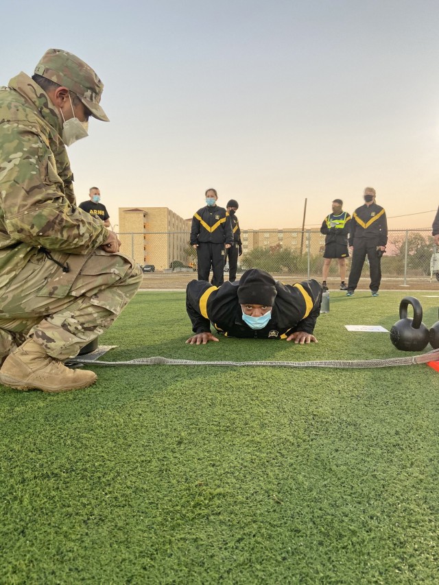MEDCoE Soldiers taking the Army Combat Fitness Test.