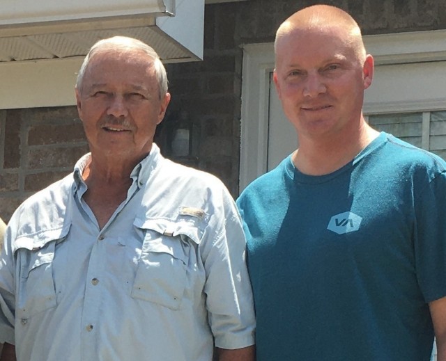 James Bush, a retired chief master sergeant who served with the Air Force, stands with his son, Army Sgt. 1st Class Matthew Bush. (Courtesy)