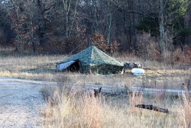 An Arctic tent is shown set up Dec. 10, 2020, at a North Post training area at Fort McCoy, Wis. Cold-Weather Operations Course (CWOC) Class 21-01 students set up the tents for their first night of staying in the field. CWOC students are trained on...