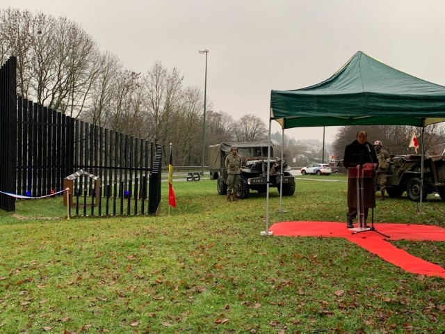 BASTOGNE, Belgium -- U.S. Ambassador to Belgium Ronald Gidwitz speaks at the unveiling of two dedicatory plaques Dec. 11. During a year defined by a global pandemic, a commemoration of the 76th anniversary of the Battle of the Bulge, one of the...