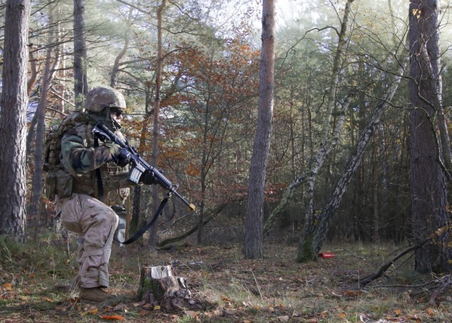 Over 300 personnel at Landstuhl Regional Medical Center participated in Operation Courageous Ascent, a training exercise designed to test medical operations in austere environments, Nov. 17-19. The exercise tested medical personnel on a variety of combat medical skills such as applying combat action tourniquets, casualty evacuation, dismounted patrolling, land navigation, movement under fire, communications protocol, identifying and reacting to improvised explosive devices and chemical, biological, radioactive and nuclear attacks.