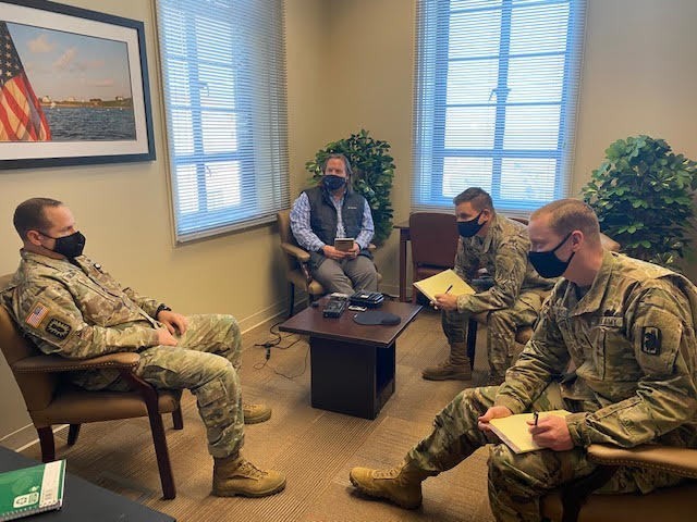 Personnel from U.S. Army South, Joint Base San Antonio and mission partners conduct debriefing rehearsals at the Army South Debriefing Facility Dec. 2 during the annual Personnel Recovery Reintegration Working Group. U.S. Army South hosted the...