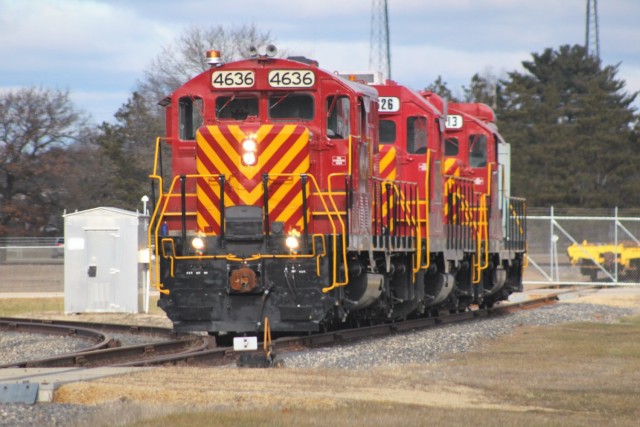 U.S. Army locomotives used as part of rail operations are shown Nov. 30, 2020, at Fort McCoy, Wis. For the many decades of Fort McCoy’s existence, the capability to transport cargo and equipment to and from the installation by rail has always...