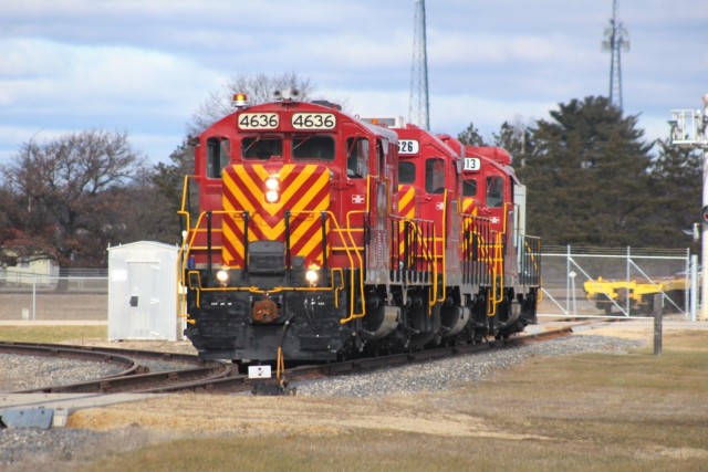U.S. Army locomotives used as part of rail operations are shown Nov. 30, 2020, at Fort McCoy, Wis. For the many decades of Fort McCoy’s existence, the capability to transport cargo and equipment to and from the installation by rail has always...