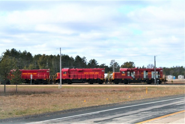 U.S. Army locomotives used as part of rail operations are shown Nov. 30, 2020, at Fort McCoy, Wis. For the many decades of Fort McCoy’s existence, the capability to transport cargo and equipment to and from the installation by rail has always...