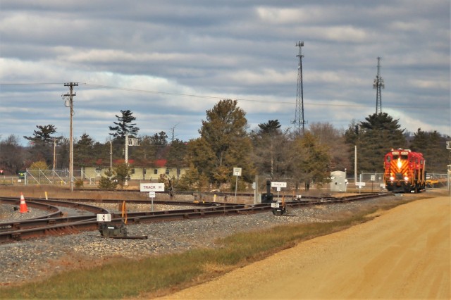 U.S. Army locomotives used as part of rail operations are shown Nov. 30, 2020, at Fort McCoy, Wis. For the many decades of Fort McCoy’s existence, the capability to transport cargo and equipment to and from the installation by rail has always...