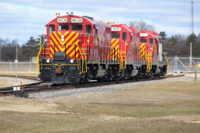 U.S. Army locomotives used as part of rail operations are shown Nov. 30, 2020, at Fort McCoy, Wis. For the many decades of Fort McCoy’s existence, the capability to transport cargo and equipment to and from the installation by rail has always...