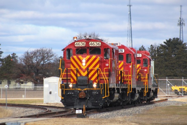 U.S. Army locomotives used as part of rail operations are shown Nov. 30, 2020, at Fort McCoy, Wis. For the many decades of Fort McCoy’s existence, the capability to transport cargo and equipment to and from the installation by rail has always...
