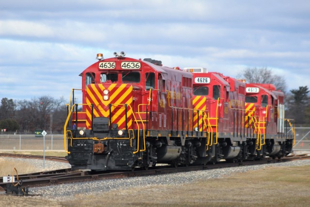 U.S. Army locomotives used as part of rail operations are shown Nov. 30, 2020, at Fort McCoy, Wis. For the many decades of Fort McCoy’s existence, the capability to transport cargo and equipment to and from the installation by rail has always...