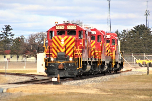 U.S. Army locomotives used as part of rail operations are shown Nov. 30, 2020, at Fort McCoy, Wis. For the many decades of Fort McCoy’s existence, the capability to transport cargo and equipment to and from the installation by rail has always...