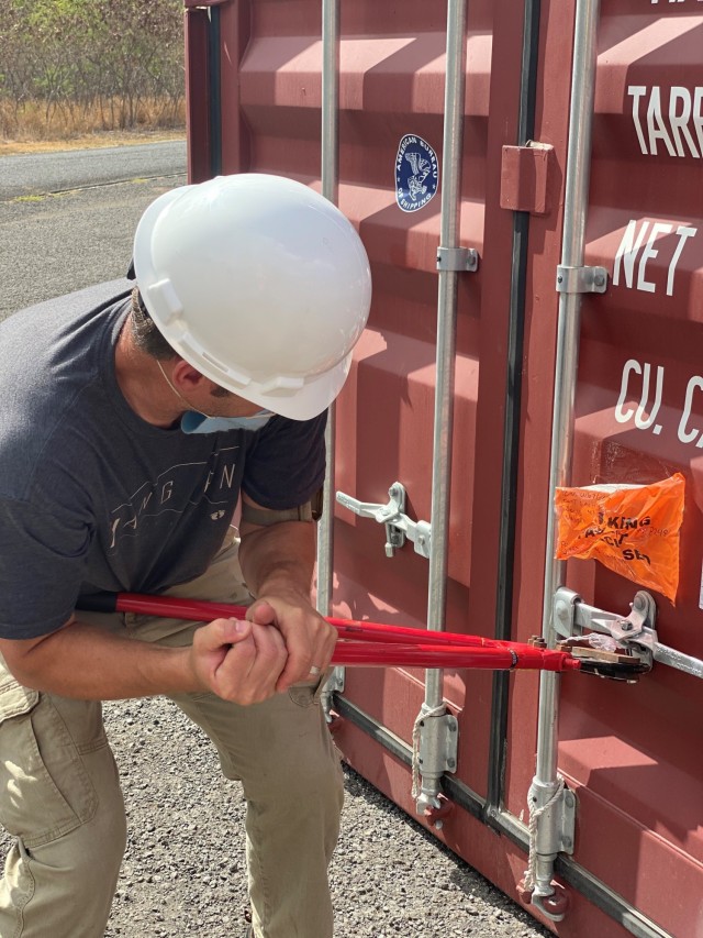 For safety reasons, once a container is opened, or "cracked," the contents must be unloaded and put away in their appropriate bunker.