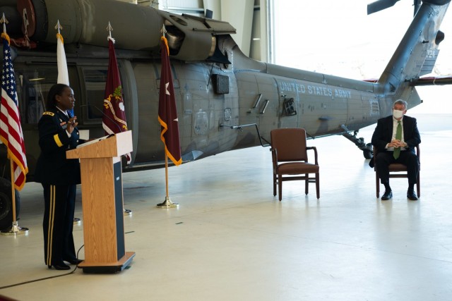 Maj. Gen. Telita Crosland, Army deputy surgeon general and Army Medical Command deputy commanding general for operations, addressed a small group of friends, family, colleagues and a virtual audience gathered to honor John Resta, Army deputy chief...