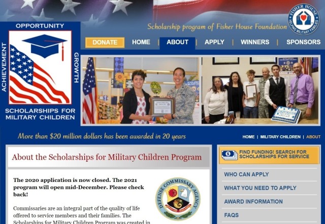 The Scholarships for Military Children Program for academic year 2021 – 2022 begins accepting applications Dec. 14 this year. Applications are due by Feb. 17.