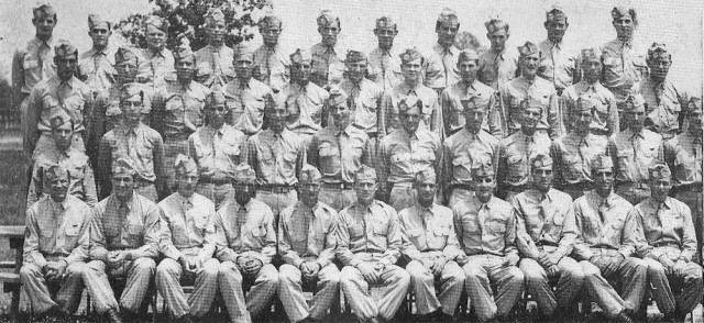 Paratroopers from the Army&#39;s Company B, 513th Parachute Infantry Regiment, 17th Airborne Division, pose for an official photo at Camp Forrest, Tenn., in June 1944.