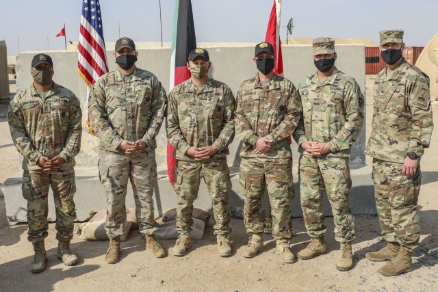 2nd Armored Brigade Combat Team, 1st Armored Division held a SABOT Academy socially distanced graduation ceremony for Kuwaiti Land Force Soldiers, Kuwaiti National Guardsmen, and Soldiers within the unit, near Camp Buehring, Kuwait on January 5, 2021. “This course is intended to prepare Soldiers for the rigors of Master Gunner School,” said Sgt. 1st Class Jackson Leflar, SABOT Academy instructor and 2ABCT Abrams Bradley fighting vehicle master gunner. “SABOT Academy was designed more as a crash course and personal assessment of the ability to process and retain the information that is being taught.” (U.S. Army photo by: Staff Sgt. Michael West)