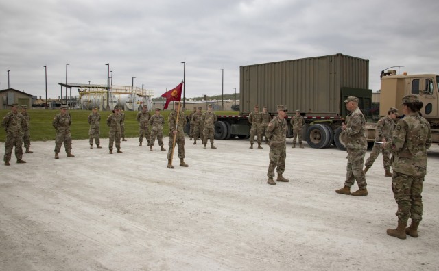 Maj. Gen. Ben Corell, Adjutant General of the Iowa National Guard, thanks Sgt. Timothy Hesse Sr. for his quick, decisive actions that saved the life of another Soldier during a ceremony to award him the Iowa Medal of Merit at the Camp Dodge Joint...