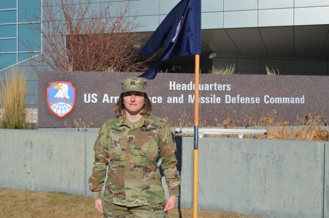Capt. Shawnee Kazaka takes command of the U.S. Army Satellite Operations Brigade’s newly established Headquarters and Headquarters Company, Satellite Communications Directorate, Dec. 11, 2020, at the U.S. Army Space and Missile Defense...