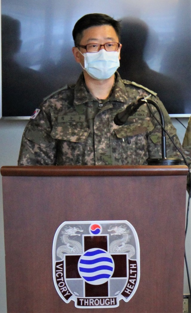 Col. Seung Woo Park, Chief of Medical Operation Division, Republic of Korea Armed Forces Medical Command, was the honored guest speaker for the 131st cycle graduation of the Integrated Service of Republic of Korea (ROK) Military Health Care Personnel Program (ISRMHCPP) January 8, 2021. The ISRMHCPP was established in 1955 to facilitate wartime coordination between the U.S. and ROK military health care support system in the event of hostilities.