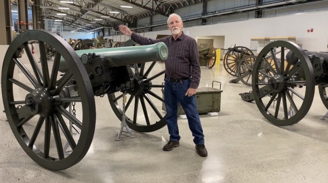James H. Blankenship Jr., former director of the Ordnance Training Support Facility, presents the Model 1857 12-pounder Napoleon Cannon in the video series - Ordnance TSF: An Inside Look.