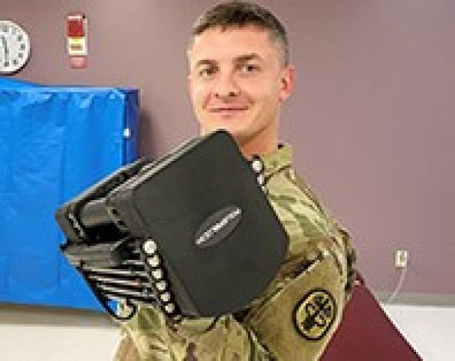 Staff Sgt. James Mattson, Bayne-Jones Army Community Hospital Occupational Therapy specialist, carves out a few minutes between patients to work on personal physical fitness goals every day.  Mattson stresses the importance of nutrition, exercise...