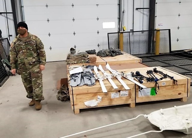 Soldiers with the 1st Battalion, 310th Brigade Engineer Battalion participate in training Dec. 9, 2020, at Fort McCoy, Wis. The training was foundational day training for the unit to focus on multiple subjects including cold-weather operations....