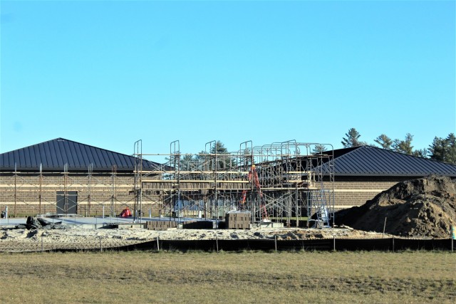 Work on a new simulations building is shown Dec. 4, 2020, in the 200 block of the cantonment area at Fort McCoy, Wis. The construction of this facility is by Contractor MDM Construction Supply of Rockford, Ill. This is the same contractor that has...