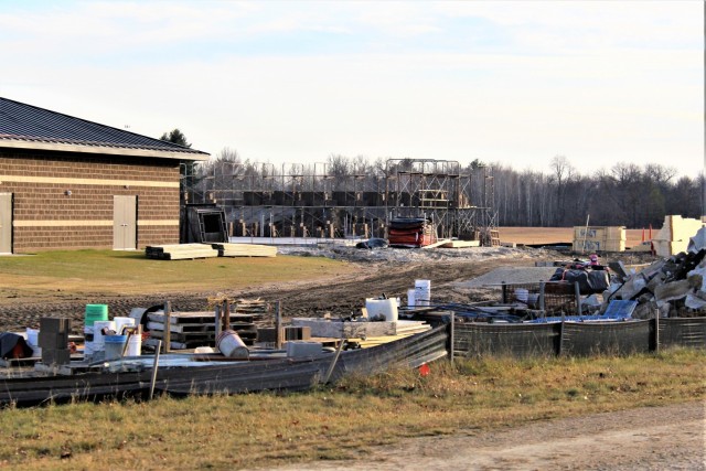Work on a new simulations building is shown Dec. 10, 2020, in the 200 block of the cantonment area at Fort McCoy, Wis. The construction of this facility is by Contractor MDM Construction Supply of Rockford, Ill. This is the same contractor that...