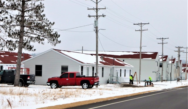 One of several World War II-era buildings under renovation is shown Jan. 7, 2021, at Fort McCoy, Wis. Contractor MDM Construction, headquartered in Rockford, Ill., is completing upgrades to 11 buildings in the 2500, 2600, 2700, and 2800 blocks on...