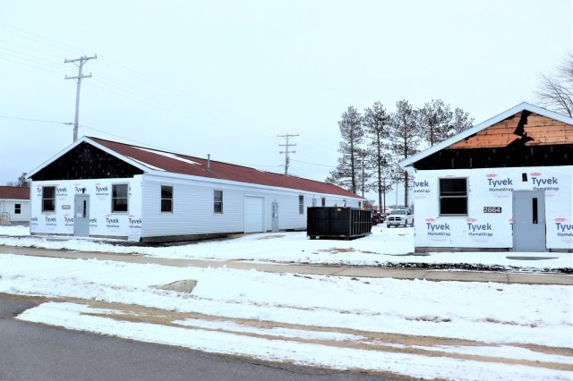 One of several World War II-era buildings under renovation is shown Jan. 7, 2021, at Fort McCoy, Wis. Contractor MDM Construction, headquartered in Rockford, Ill., is completing upgrades to 11 buildings in the 2500, 2600, 2700, and 2800 blocks on...