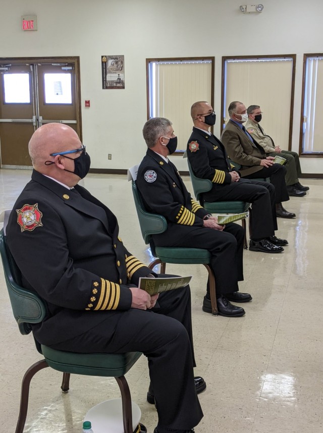 Firefighters and community leaders participate in the 2020 Army Community Partnership Award virtual ceremony at Yakima Training Center Jan. 13.