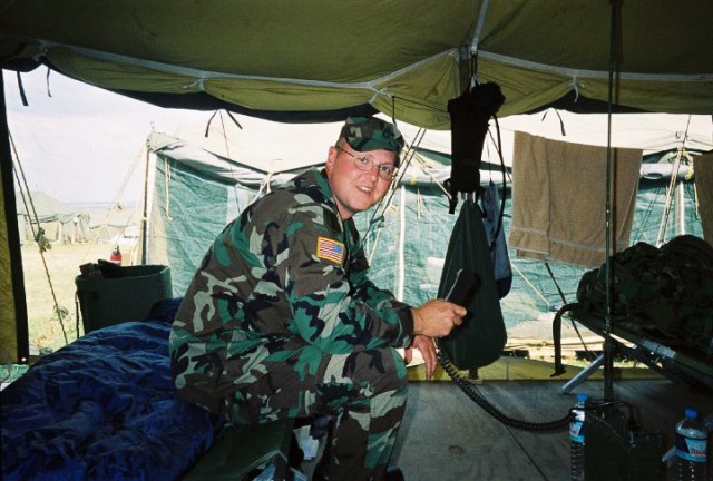 Sgt. Maj. Michael Alvis during his deployment to Bulgaria in 2004. (U.S. Army Photo)
