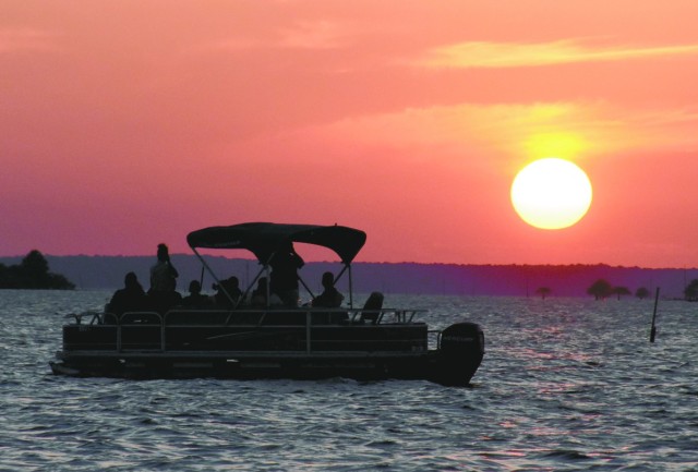 Spectacular sunsets are just one of the benefits of a dinner cruise on Toledo Bend Reservoir.