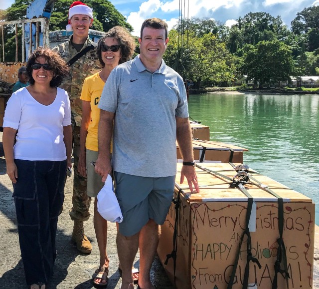 The U.S. Ambassador to the Republic of Palau, John Hennessey-Niland with wife Julie Hennessey-Niland, and Deputy Chief of Mission, Gwen Llewellyn with Task Force Oceania Team Palau, officer-in-charge, Maj. Gamble See assist retrieval efforts in support of Operation Christmas Drop 2020 in the Republic of Palau, Dec 6. Operation Christmas Drop is a unique aircrew training opportunity and operationally validated by Pacific Air Forces and the transport of donated goods is conducted legally under an approved Denton Program Humanitarian Aid Application. COVID-19 will change the way we organize, train, and equip for this event in 2020, but will not deter our ability to drive mission success and safely air drop humanitarian assistance supplies while showing our commitment to our partnerships.