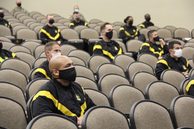 Battalion Commander Assessment Program (BCAP) candidates listen to welcoming remarks by the Army Talent Management Task Force at Fort Knox, Ky. on Nov. 4, 2020. BCAP is a five-day assessment to determine officers’ readiness for command. The results of BCAP inform the selection of officers for battalion command and key billets.