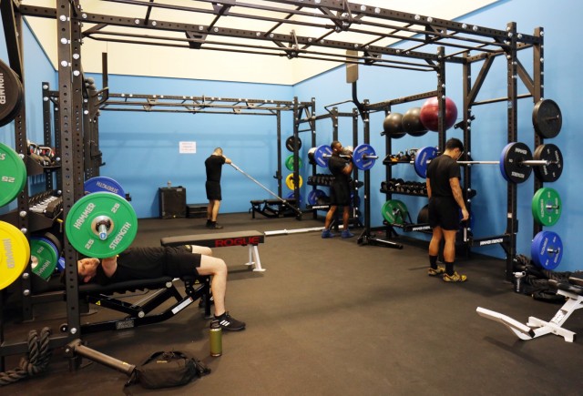 Soldiers work out in the new functional fitness area of the Yano Fitness Center, Camp Zama, Japan, Jan. 21.