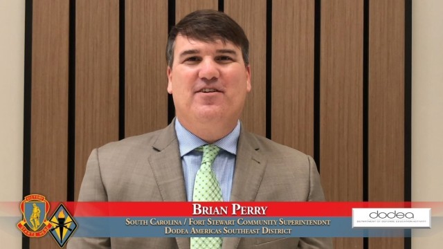 Brian Perry, South Carolina/Fort Stewart Community Superintendent with DODEA Americas Southeast District, welcomes families of Pierce Terrace and C.C. Pinckney elementary schools in a recorded video. Fort Jackson and school officials announced...