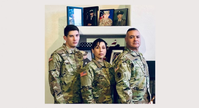 The Saavedra family: Pvt. Jeremiah Shaw, Staff Sgt. Tanya Saavedra and 1st Sgt. Jason Saavedra. Tanya Saavedra enlisted in the National Guard after 14 years in the Navy. Jason Saavedra is a 21-year veteran of the National Guard. Shaw, a...