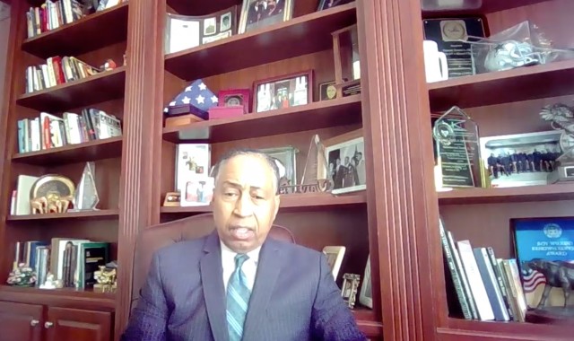 Retired Gen. Dennis Via, former commanding general of the U.S. Army Materiel Command and the U.S. Army Communications-Electronics Command, gives the keynote speech during a virtual Dr. Martin Luther King Jr. Day Observance Jan. 19.