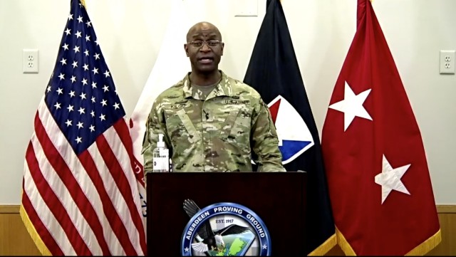APG Senior Commander Maj. Gen. Mitchell Kilgo welcomes virtual attendees during a Dr. Martin Luther King Jr. Day Observance Jan. 19.