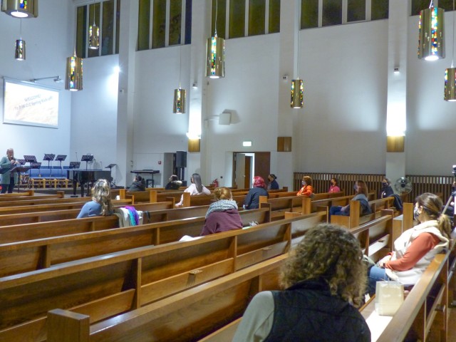 Women gather for the spring service of the Protestant Women of the Chapel
by Sarah Chester