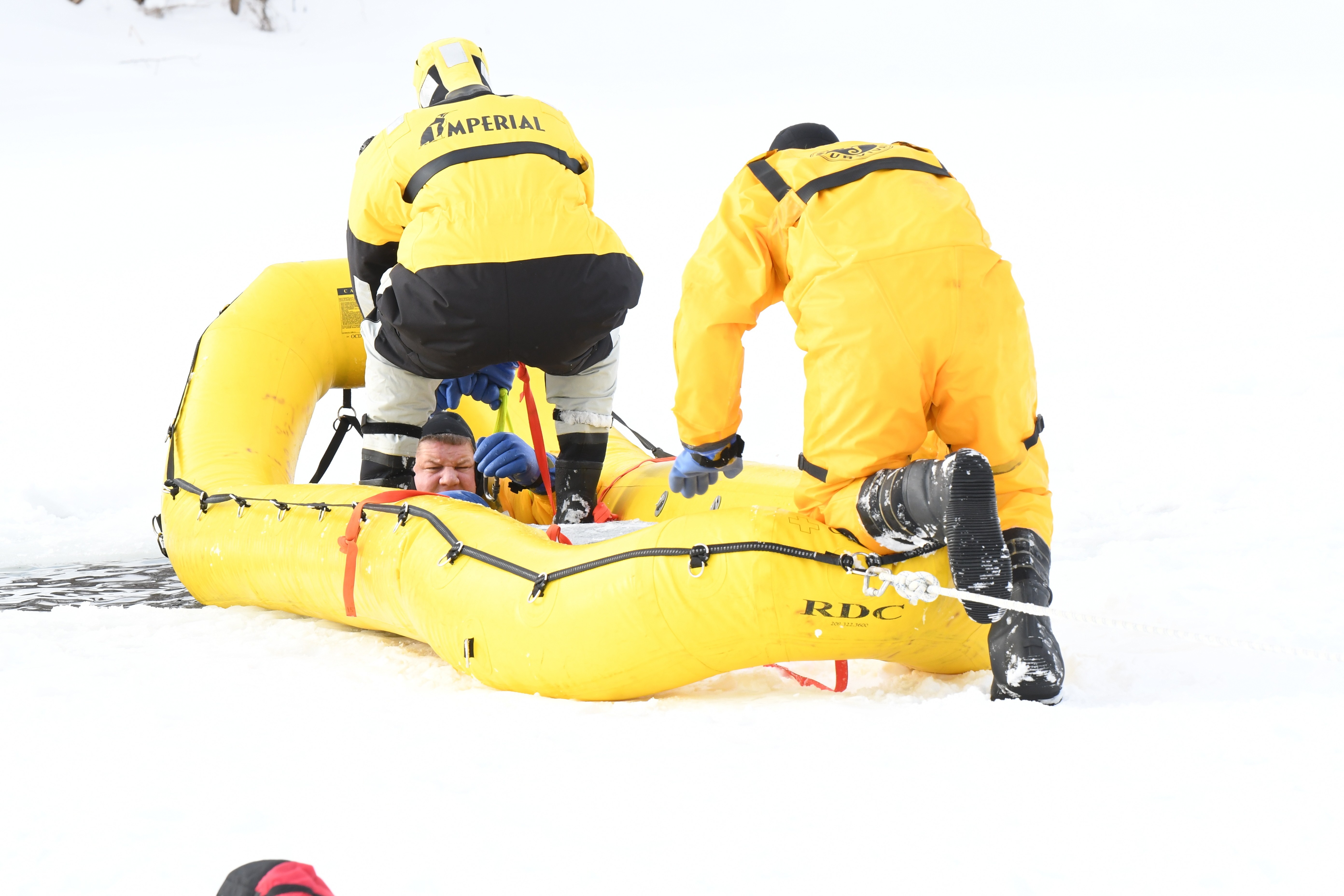 Fort Drum firefighters train on Remington Pond for cold-weather rescues ...