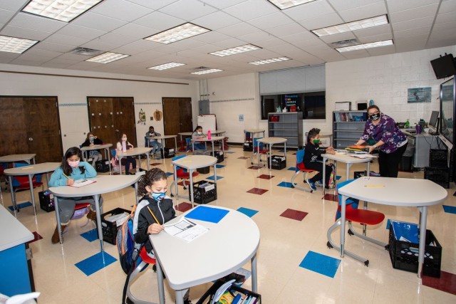 Patty Cleveland, C.C. Pinckney Elemetary School 3rd grade teacher, begins teaching Jan. 25 after students returned to in-person learning for the first time since March 2020.
