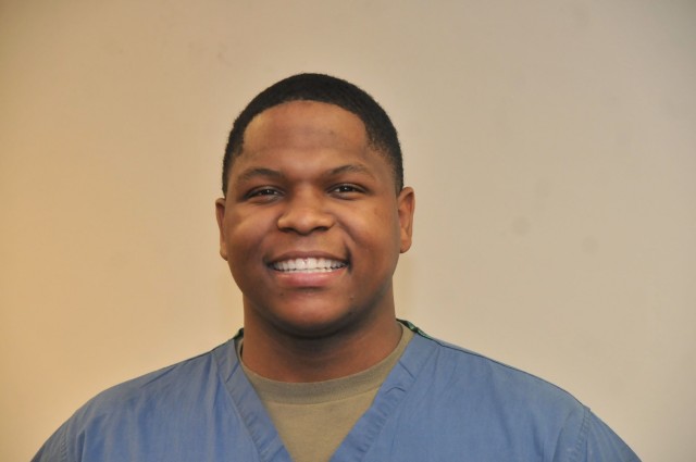 Spc. Andre Barnes is a 68E dental specialist assigned to the Fort Lee Dental Command.