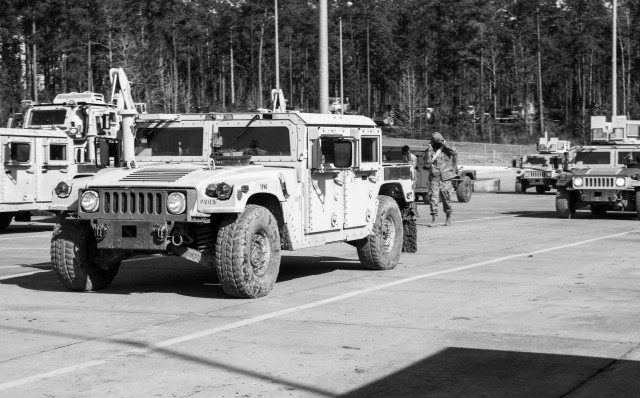 Paratroopers assigned to the 3rd Brigade Combat Team, 82nd Airborne Division prepare for the 21-04 rotation for the Joint Readiness Training Center on Fort Polk, La., Jan. 28, 2021. The rotation serves to enhance the brigade’s deployment readiness in preparation for the assumption of responsibility as the Army component of the Global Response Force. (U.S. Army photo by Pfc. Vincent Levelev)